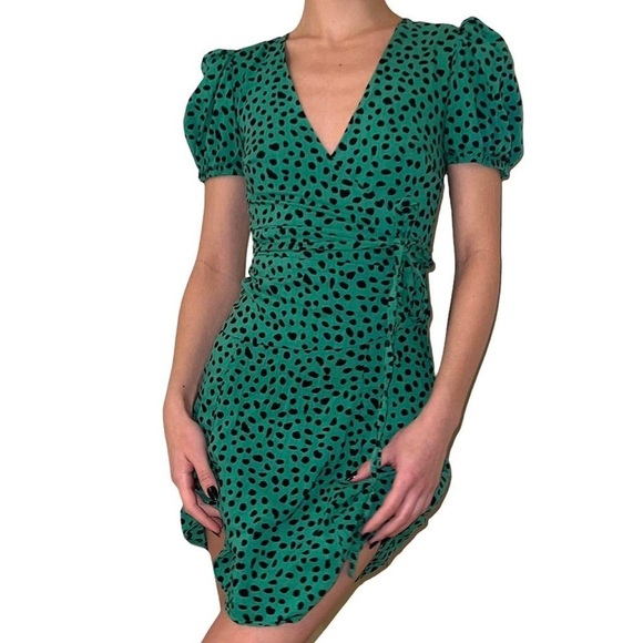 Urban Outfitters Green Polka Dot Wrap Dress Size XS - Picture 3 of 6
